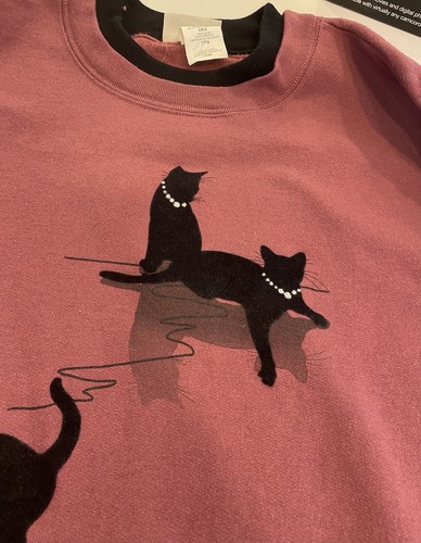 VTG Top Stitch Sweatshirt Womens 2XL Velvet Cat Pullover Sweatshirt 90s Crewneck - Picture 6 of 13