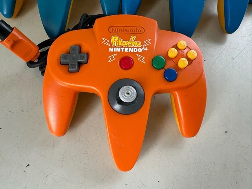Nintendo 64 Controller Pikachu Pokemon N64 Blue Orange Set of 3 NUS-005 Tested - Picture 4 of 6