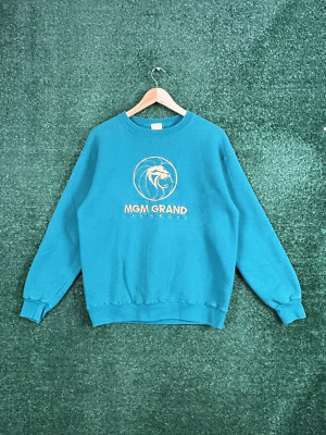Vintage 1993 MGM Grand Las Vegas Blue Gold Lion Crewneck Sweatshirt Size Medium