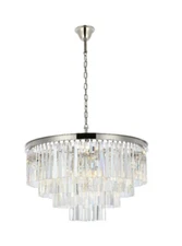 Crystal Chandelier 17 Light Fixture Polished Nickel Foyer Living Dining Room 32"