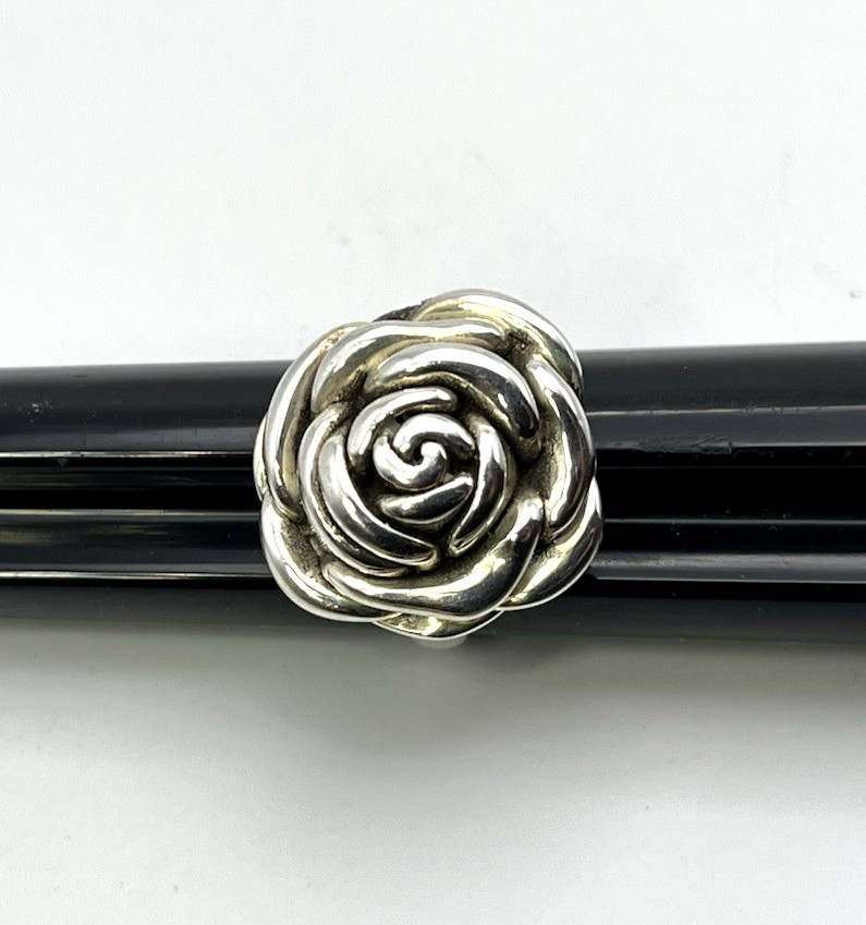 REPOUSSE 3D ROSE RING Solid Sterling Silver 925 s… - image 2