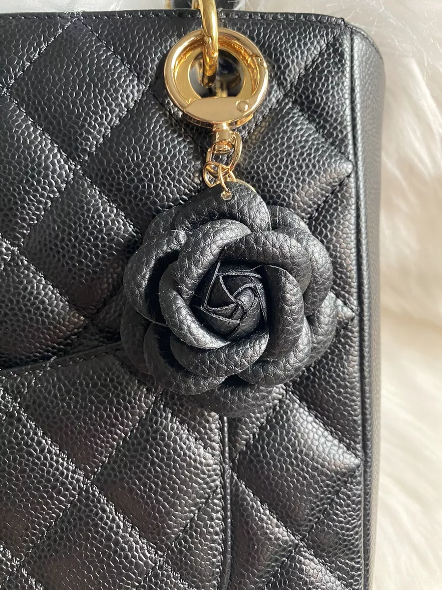 Leather Camellia Car Key Chain Fashion Lovely Flowers Backpack