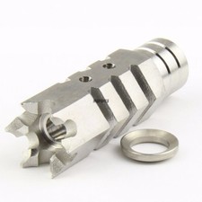 Stainless Steel .223 223 Muzzle Brake 1/2x28 TPI Pitch w/ Crush Washer