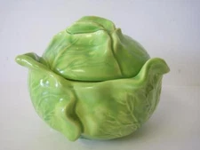 AWESOME VINTAGE 70'S HOLLAND MOLD CABBAGE/LETTUCE 7" LIDDED COVERED SERVING BOWL