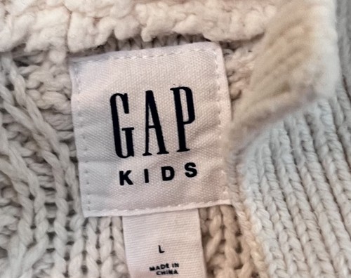 LOT Gap Boys Sweater Long Sleeve Button Down LARGE 10 Blue Plaid Flannel Ivory - Picture 7 of 9