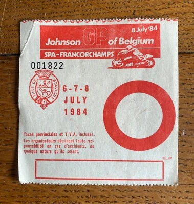 Spa-Francorchamps Grand Prix Johnson of Belgium Original Pass Entry Ticket 1984 - Image 1 of 2