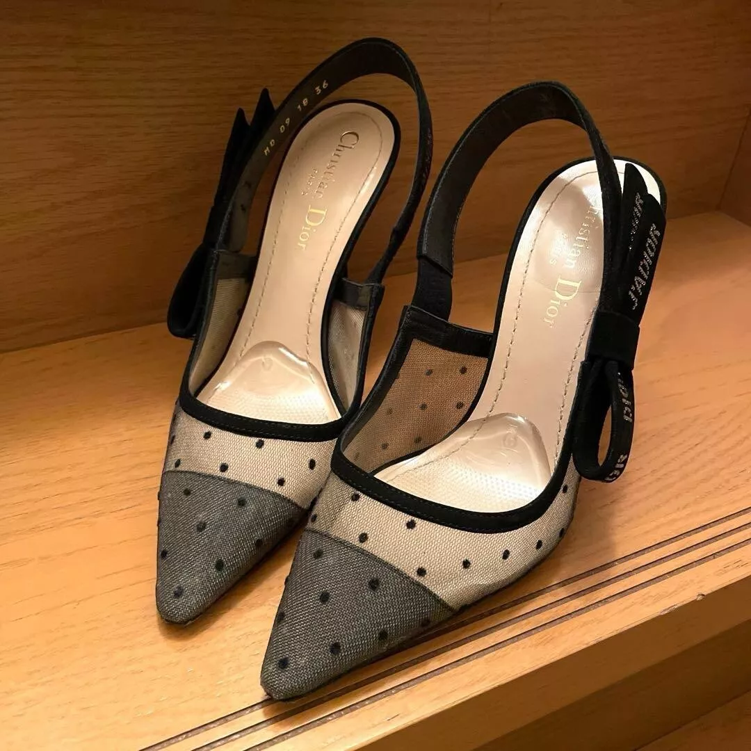 Escarpins Christian Dior J'ADIOR à talons écharpe taille 36 motif à points noir Italie