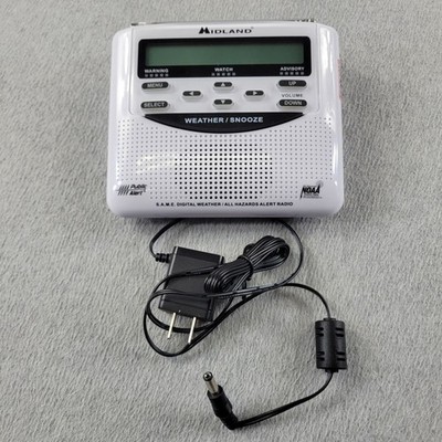 Midland WR120EZ NOAA Weather Alert Radio SAME Alarm Digital Emergency White