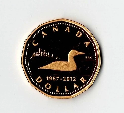 2012 CANADA SILVER PROOF LOON DOLLAR GOLD PLATED - BU