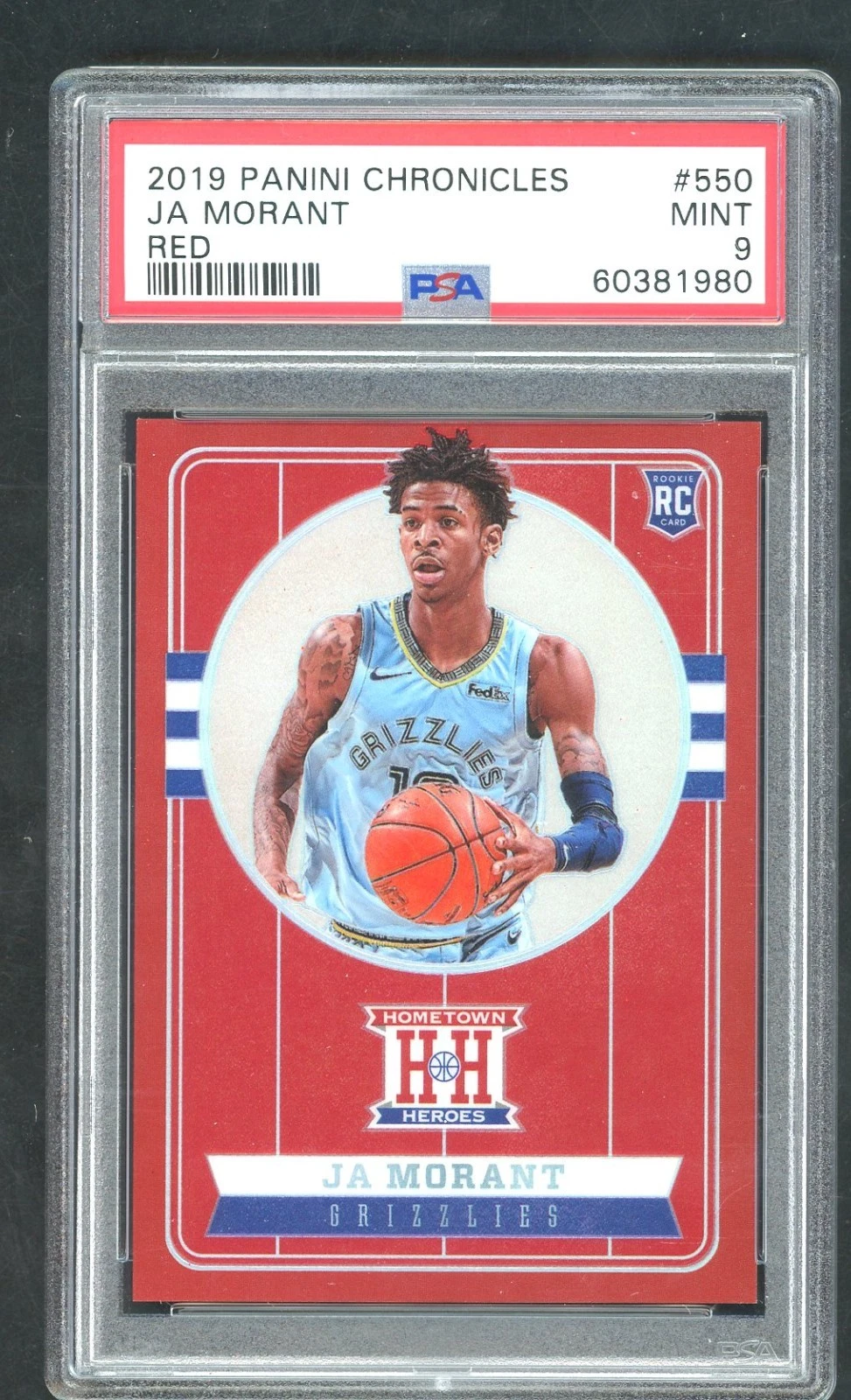 2019 Panini Chronicles Ja Morant #550 (Red) Mint 9 back