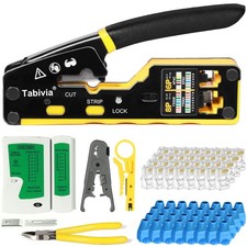 RJ45 Crimp Tool Kit for Cat6/Cat5e - Ethernet Tester, 50PCS Connectors  Boots