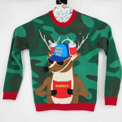 Ugly Christmas Sweater Mens Small Blizzard Bay Brewdolph Long Sleeve