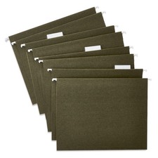 Hanging File Folders, Letter Size, 1/5 Cut Tabs and Inserts, Box of 25, Standard