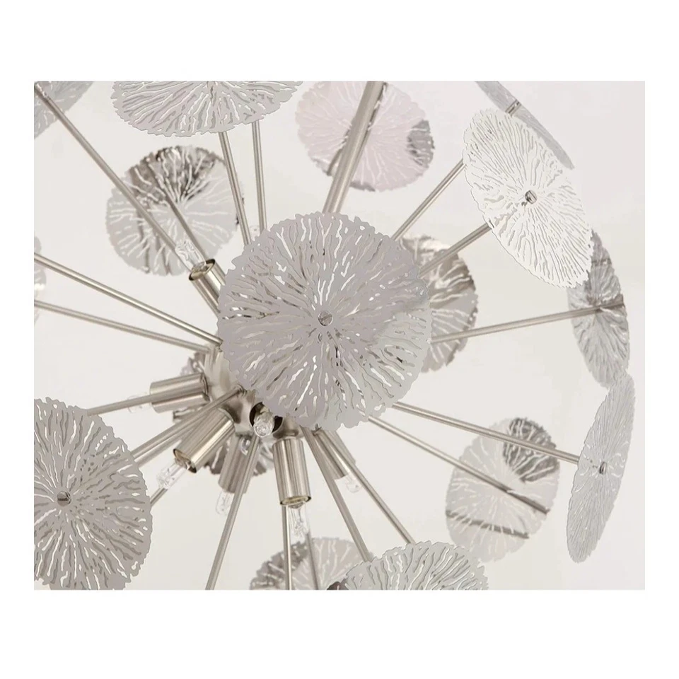 Candelabro Sputnik 12 luzes níquel escovado e cromado inspirado floral globo - Imagem 4 de 4