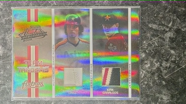 2005 ABSOLUTE JOSE CRUZ KIRK SAARLOOS DUAL PATCH #D 114/150 ASTROS