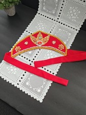 Women Girl Ethnic Russian Belly Dance Fake Pearls Braided Tape Hat Cap Headwear