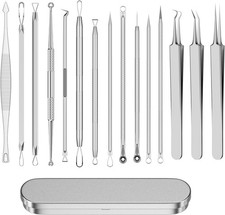 15PCS Acne Blackhead Extraction Tool Kit Stainless Steel Comedone Remover