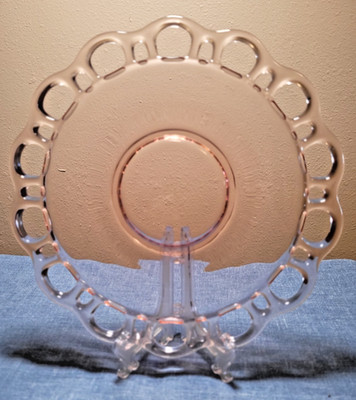 Vintage Depression Lancaster Glass Pink Old Colony Lace Edge 10.5''