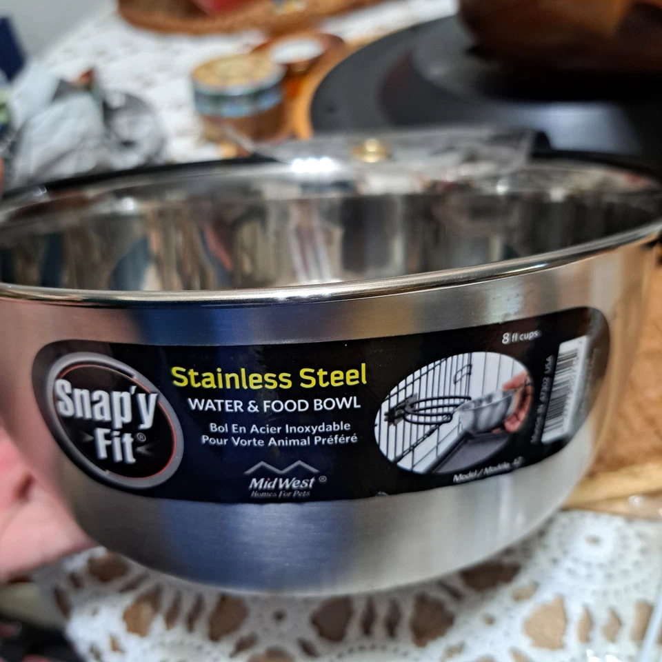 Cuenco de comida de acero inoxidable para mascotas Snap'y Fit comida o agua Midwest hogares para mascotas 8 tazas Foto 3 de 4