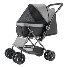 Pet Stroller, 44 lbs Weight Capacity, Foldable Dog Stroller Cart, 4 Wheels Cats