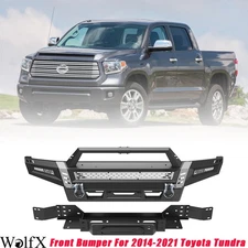 Solid Front Bumper For 2014-2021 Toyota Tundra w/Side Wings+Bull Bar+Winch Plate