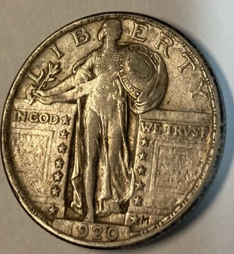 (A) Beautiful 1920 Standing Liberty Silver Quarter VF* Grade
