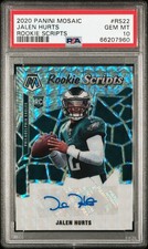 Jalen Hurts 2020 Panini Mosaic Rookie Scripts Auto PSA 10 GEM MINT Eagles Card. rookie card picture