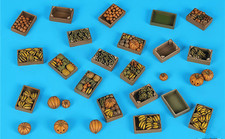 1/35 scale fruit and veggie crates for market scenes, dollhouse decor