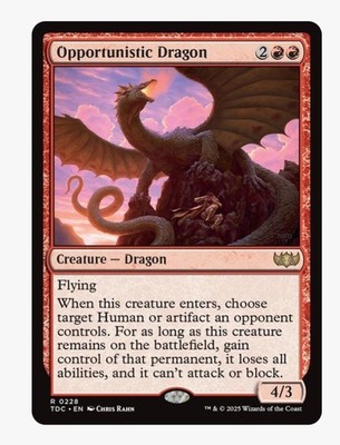 Opportunistic Dragon | MTG TDC | Red Dragon Steal Artifact Commander Rare | NM