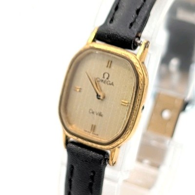OMEGA DE VILLE Quarz Damen Square Gold Dial Vintage Y2K Watch Not Working