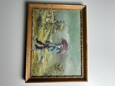 Signed Oil Painting Canvas Autumn Fall Scene Vintage Italian Art