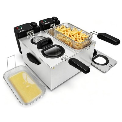 Deep Fryer with 2 Baskets and Oil Filtration System, 7.4 Quart 3000W Electric...