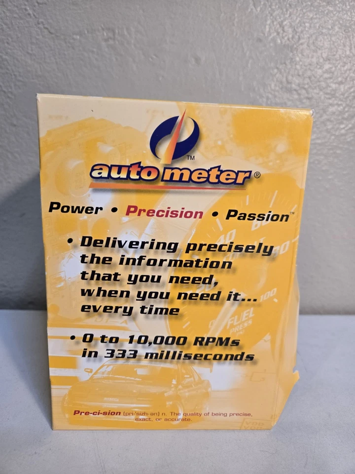 VINTAGE AUTO METER ANALOG TACH MPH WITH BOX UNTESTED # 1988 NOS Box Damage - Image 3 of 4