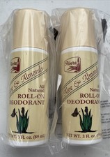 2 Pack Alvera Aloe  Almonds All Natural Roll-On Deodorant 3 Fl. Oz.