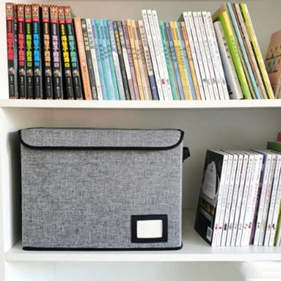 Black Grey Comic Book Storage Box 40x30x20cm Linen Look Fabric Washable - Bild 1 von 4