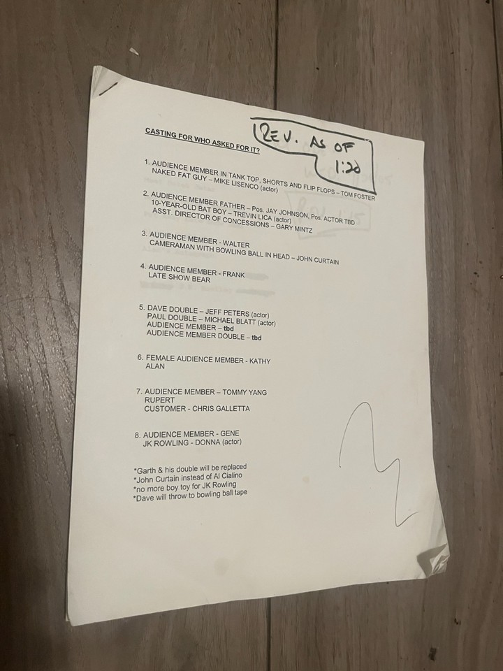 Late Show w David Letterman Complete 8-Page Skit Script 7/20/05 ...