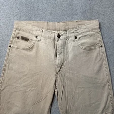 Wrangler Texas Jeans Mens 33x34 Beige Denim Faded Bootcut Western Stretch Adult