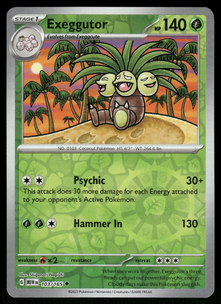 Exeggutor Reverse Holo NM 103/165 Scarlet & Violet 151 Pokemon Card | eBay Exeggutor Reverse Holo NM 103/165 Scarlet & Violet 151 Pokemon Card | eBay