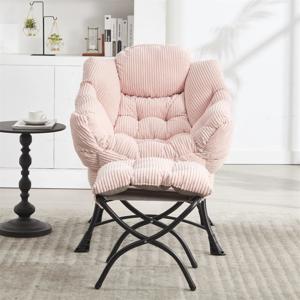 Moderna Silla Acento Contemporánea Salón Ocio Tapizado Sofá Silla Rosa  Foto 2 de 4