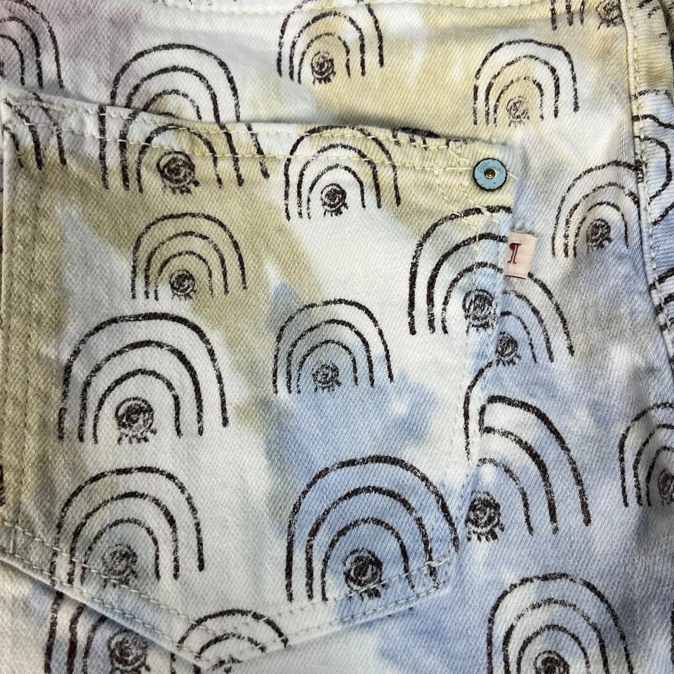 Pantalones Cortos Denim Anthropologie Pilcro Hannah Cuero Arco Iris Tiro Ultra Alto 29 Foto 4 de 4