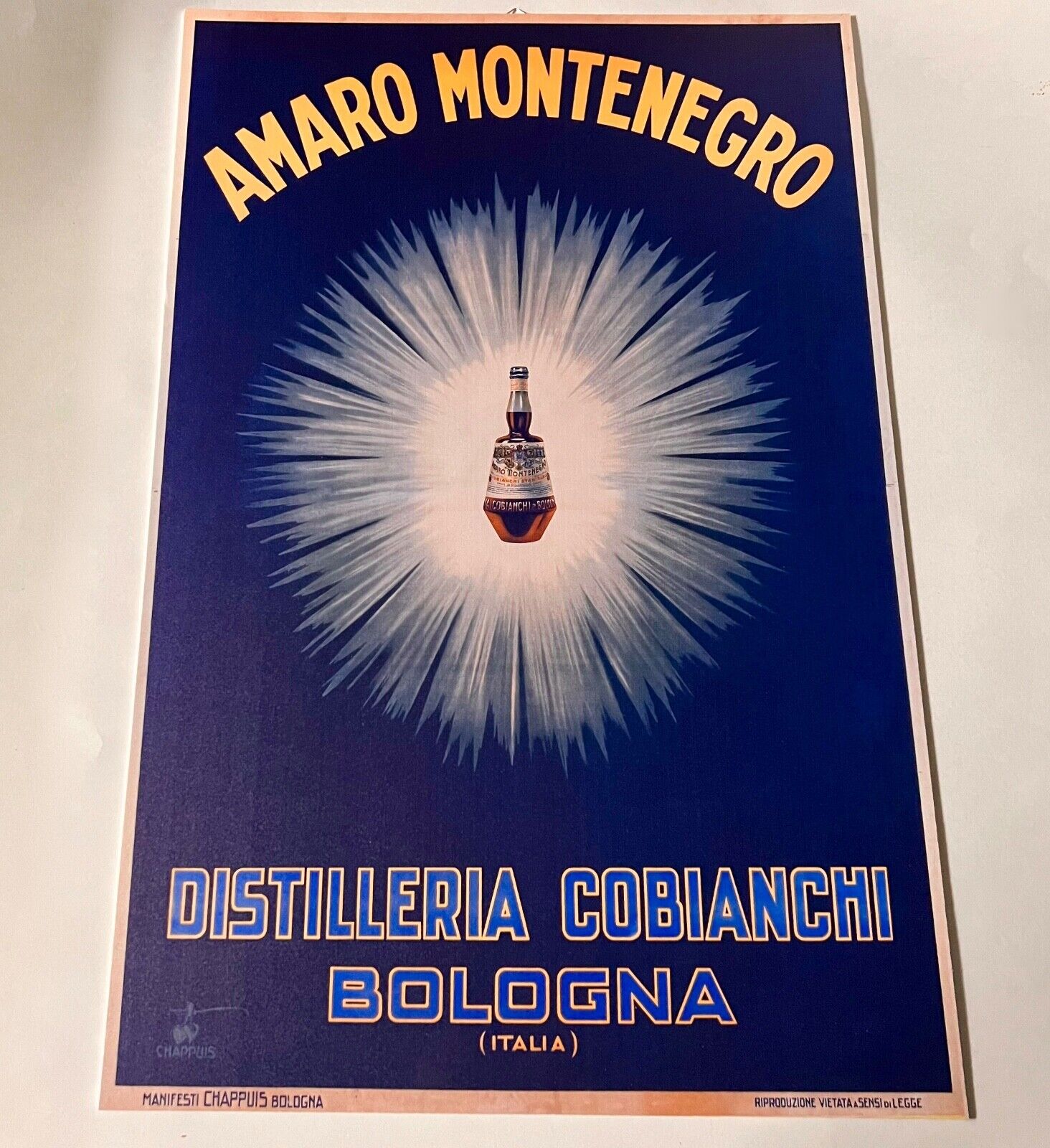 Amaro Montenegro Italiano Liqueur Liquor Distillery Advertising Sign 15" x 22"