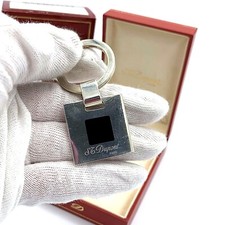  Portachiavi S.T.Dupont Paris 3280 argento sterling 925 lacca nera piatto quadrato