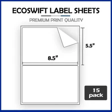 (30) 8.5 x 5.5 "EcoSwift" Shipping Half-Sheet Self-Adhesive eBay PayPal Labels
