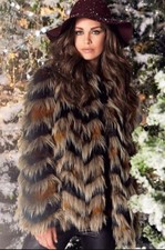 Kaleidoscope Faux Fur Coat Brown Uk 16 Ln121 Ll 01
