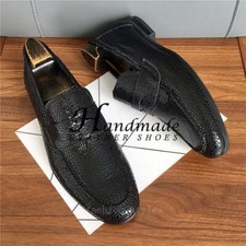 Men's Shoes Genuine Leather Black Business Casual Leather Slip on Loafers Shoes