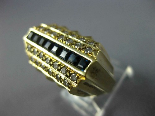 ESTATE LARGE 2.35CT DIAMOND & AAA SAPPHIRE 14KT YELLOW GOLD 3D PYRAMID MENS RING - Bild 4 von 6