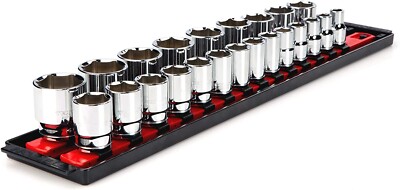 TEKTON Socket Set 1/2 Inch Drive 6 Point Metric Tool Polished Chrome 23 Piece