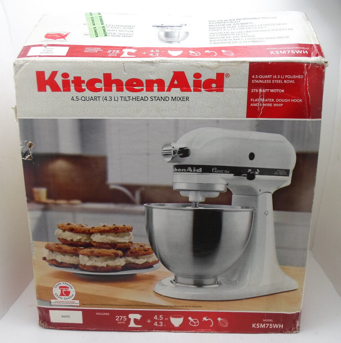 KitchenAid KSM75WH Classic Stand Mixer White (O196511 ER)BR1F eBay