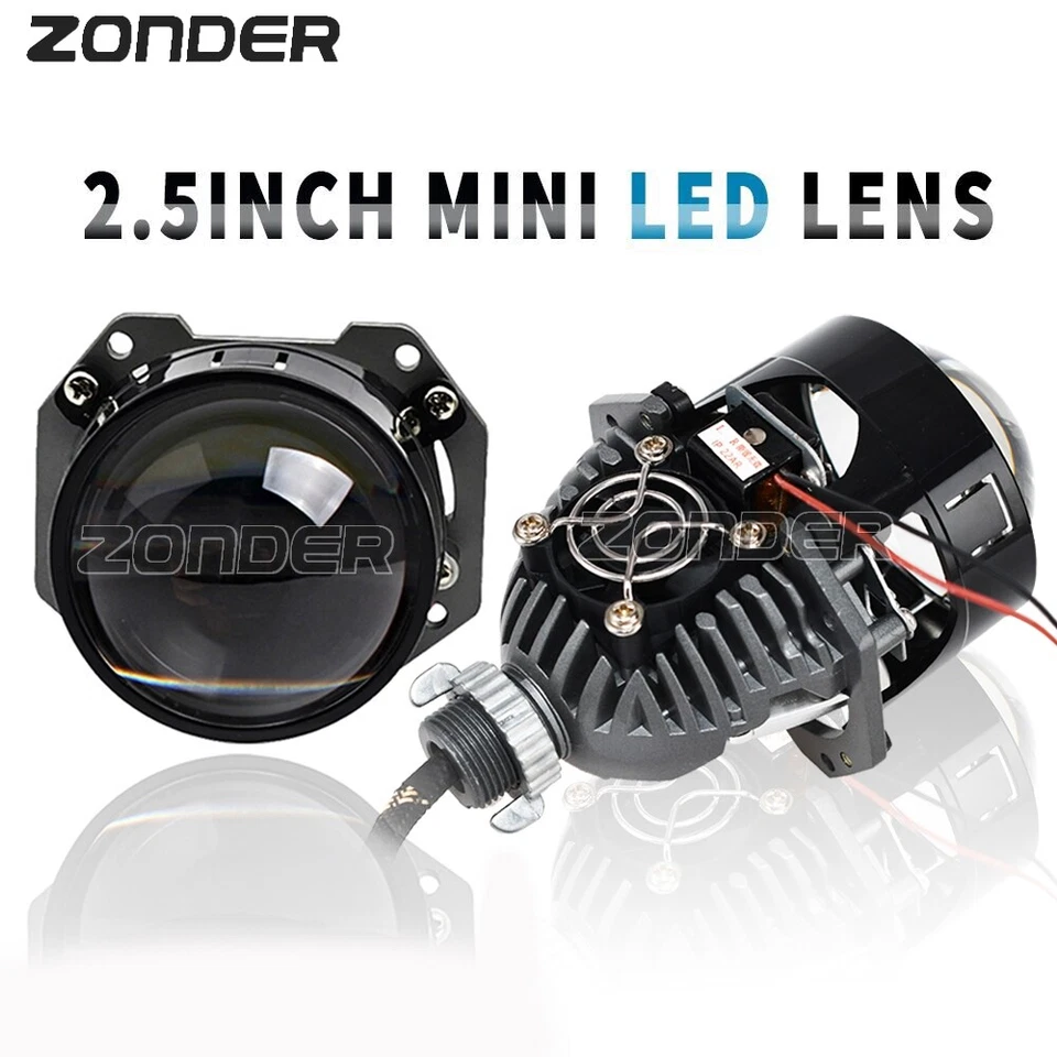 Faro 2.5 pulgadas Bi LED Proyector Lente + Fundas Negras 70W Retrofit Universal Foto 2 de 4