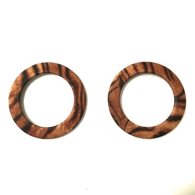 2) Fabric Covered Round Loop Animal Print Metal Buckle 1-5/8'' Astor Germany  H21